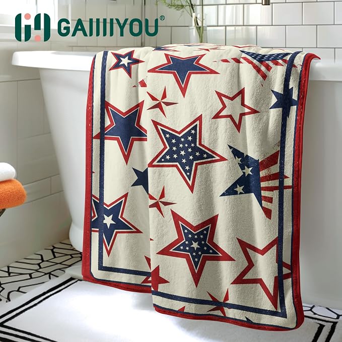 America Stars Patriotic Bath Towel Memorial Day Home Decor Bathroom Towel Oversized
