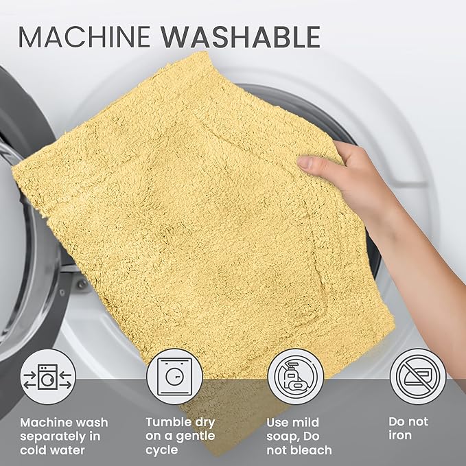 Home Weavers Allure Collection Cotton Toilet Tank Lid Rug for Bathroom, Soft Absorbent, Machine Washable Toilet Tank Top Rug, 10"x22" Yellow