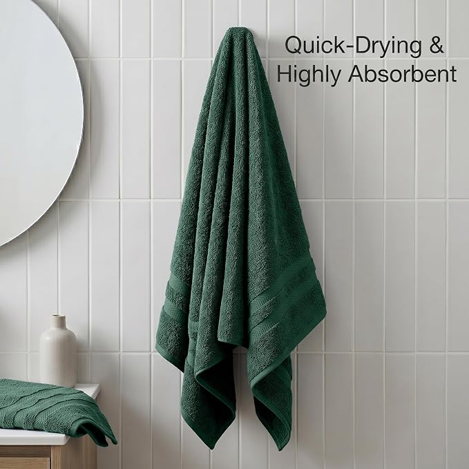RIVERSIDE Pack of 2 Extra Large Bath Sheets 35 x 70 Inches, 100% Ring Spun Cotton, Hotel Quality, Oversized Bath Towels for Adults, Soft, Highly Absorbent & Quicker to Dry, Hunter Green