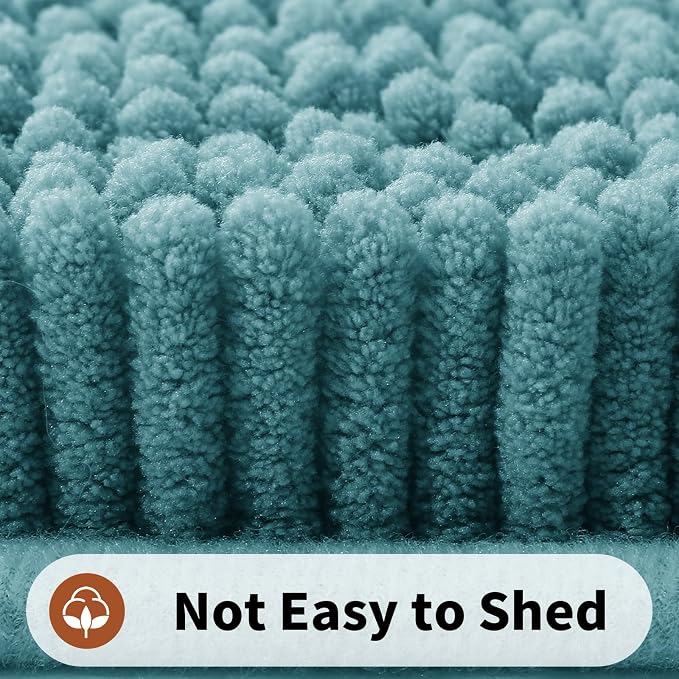 Yimobra Toilet Rugs U Shaped Washable - 24"x20" Non Slip Plush Contour Bath Rugs for Toilet - Super Soft Absorbent Quick Dry Toilet Mats for Bathroom,Teal Blue