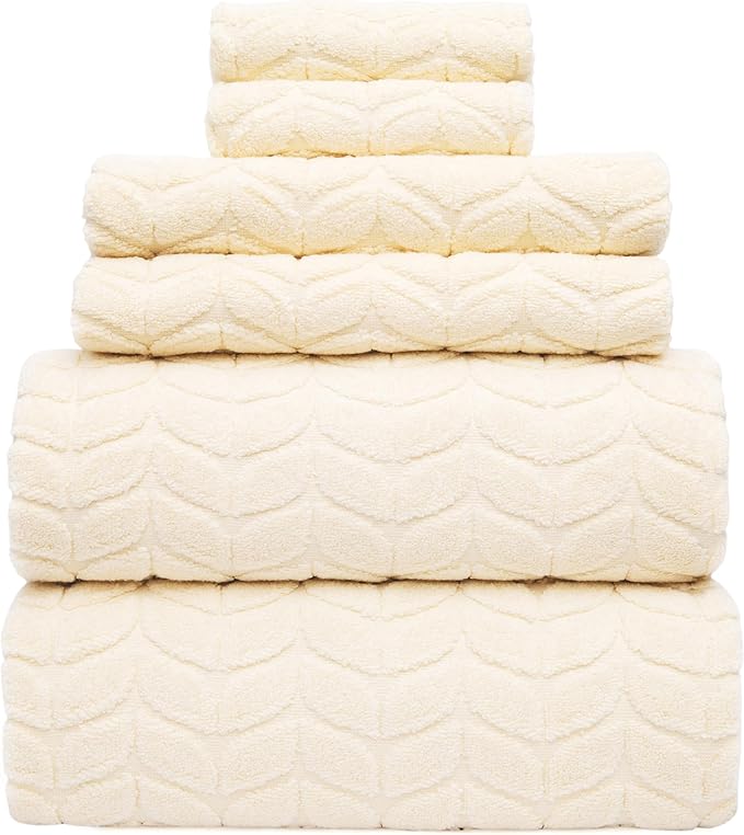 Alusa Home Ultra Soft & Stylish 700 GSM Luxury Bath Towels - 100% Zero-Twist, Long-Staple Cotton - Remarkably Absorbent & Quick Drying - 6 Piece Towel Set (Papyrus)