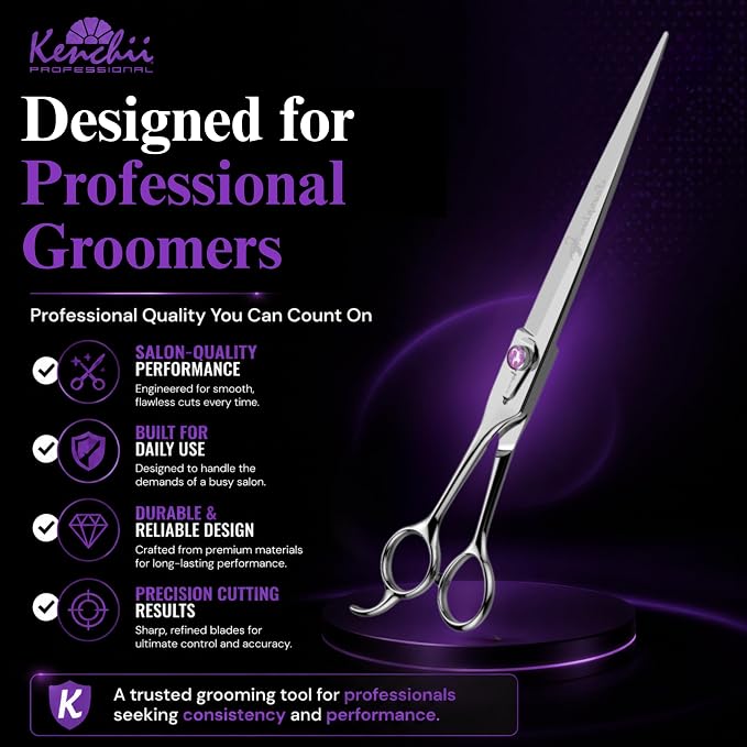 Kenchii Scorpion Dog Grooming Scissors, 9 Inch Straight Shears, Dog Scissors for Grooming, Professional Pet Grooming Scissors, Heavy Duty, Durable and Sharp