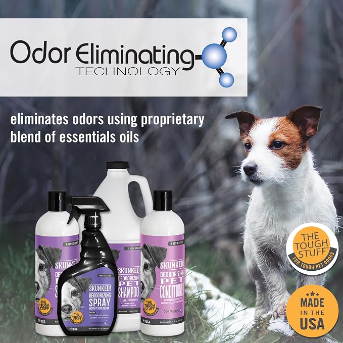 Nilodor SKUNKED Deodorizing Dog Shampoo, 16 oz - Powerful Odor Relief with Essential Oils, Mild & Non-Irritating, Deep-Clean Formula for Dogs