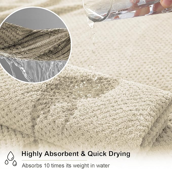 2 Pcs Camel Hand Towel Set 16"x31" Soft Highly Absorbent Quick Dry Bathroom Towels Polyester Plush Towels Set Woven Towels for Bathroom Kitchen Hotel Spa Gym