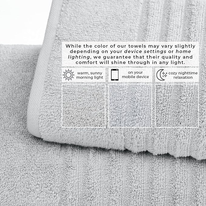 Great Bay Home Bath Towel Set - 100% Cotton 6 Piece Towel Set - Absorbent & Quick-Dry Towels for Bathroom (Light Blue)