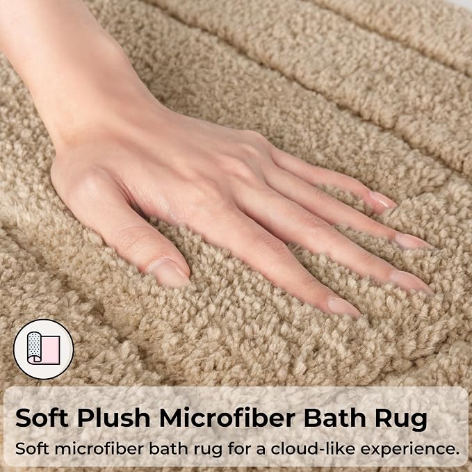 GRANNY SAYS Khaki Bathroom Rugs Non Slip, 59" x 20, Small Bathroom Rugs Washable，Bath Mats for Floor, Microfiber Bath Mat for Tub, Absorbent Shower Rug