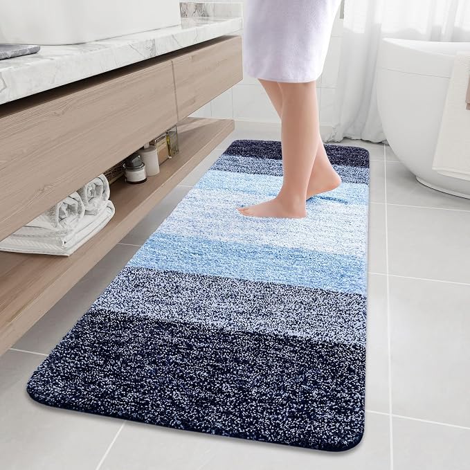 Arotive Microfiber Bathroom Rugs, Shaggy Soft and Absorbent Bath Rug, Thick Plush Machine Washable Dry Bath Mats for Bathroom, Tub and Shower, 70x24, Blue, Rectangular