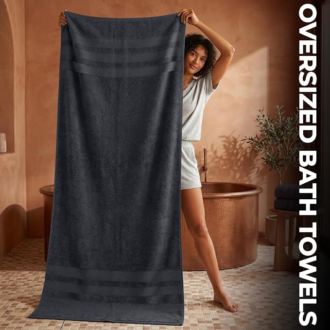 RIVERSIDE Pack of 2 Extra Large Bath Sheets 35 x 70 Inches, 100% Ring Spun Cotton, Hotel Quality, Oversized Bath Towels, Super Soft, Highly Absorbent & Quicker to Dry, Charcoal Gray