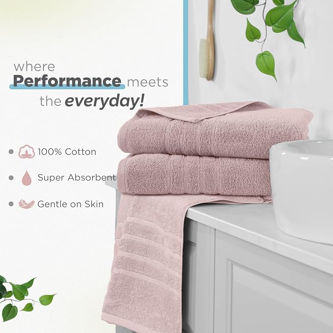 Martex 2-Pack Ultimate Performance Bath Sheet Set, Crystal Pink, 33" x 65" | 100% Cotton, Extra Large Bath Towels, Super Absorbent, Low-Linting, Supersoft