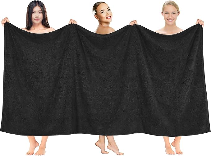 RIVERSIDE Pack of 1 Jumbo Bath Sheet 40 x 80 Inches - Extra Large Bath Towel, Super Soft & Highly Absorbent, 100% Cotton Quick Dry, Perfect to Wrap Yourself in - Black