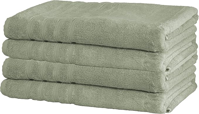 Mosobam Turkish Bath Sheets, 4 Pack, 35 x 70 in, 700 GSM, Seagrass Green | 4 oversized bath sheets, 35 x 70 in, 700 GSM, 50% viscose made from bamboo and 50% Aegean Turkish cotton, plush and absorbent