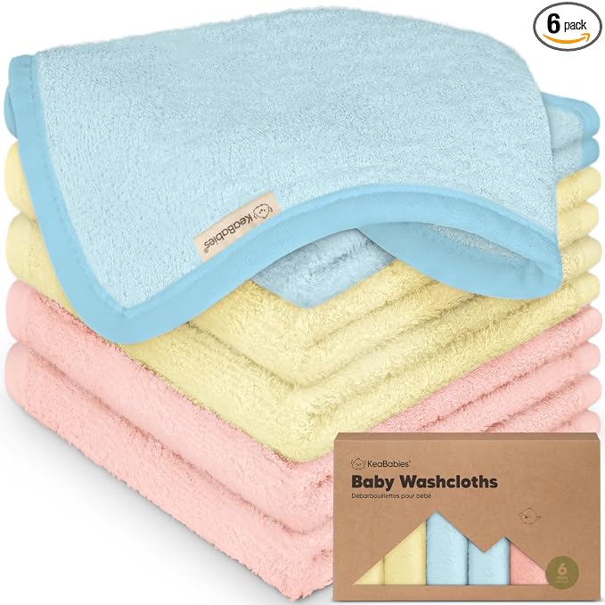 6-Pack Baby Washcloths, Soft Absorbent Washcloths for Face, Body (Candy Pop) | Viscose from Bamboo Washcloths, Baby Towels, Newborn, Kids, Toddlers, Infant, Gentle on Sensitive Skin, 10x10, Reusable