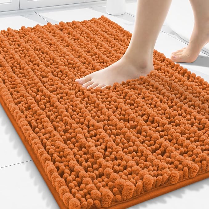 Smiry Bathroom Rugs Mat 30x20, Extra Soft Absorbent Chenille Bath Rugs, Non Slip Rubber Backing Machine Washable Quick Dry Bath Mats for Bathroom Floor, Tub, Shower, Home Decor Accessories, Clay