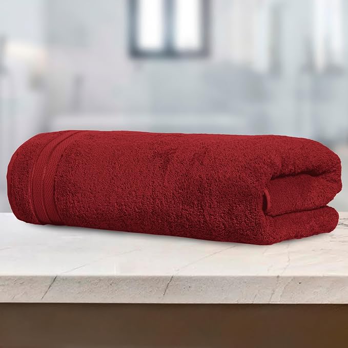 Elegant Comfort Three Line Popcorn Towel Set for Bathroom 35 x 70 inches, Premium Hotel Quality 1-Pack Jumbo Towels, 100% Turkish Cotton, Soft and Durable, Quick Dry and Highly Absorbent, Burgundy