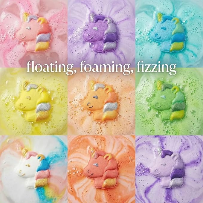 Unicorn Bath Bombs for Kids with Surprise Inside-9 Pcs Large Fizzy Bath Salts with Calming and Long Lasting Scent, Handmade Bubble Bath Bombs for Gilrs Age 3 4 5 6 7 8 9+ Year Old