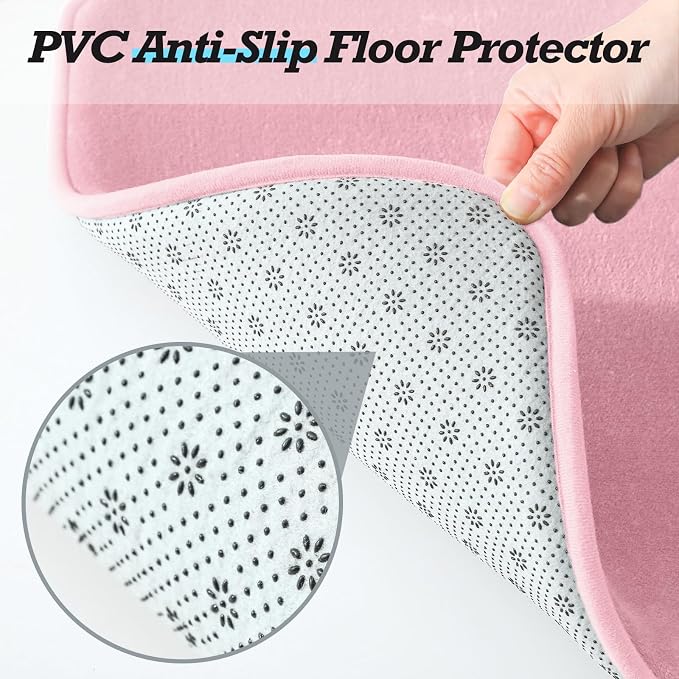 HUXMEYSON Bathroom Rugs Sets 2 Piece, Non-Slip & Quick Dry Bath Mat Set, Ultra Soft Velvet Bath Rugs for Bathroom, Toilet and Shower Floor, Rose Pink