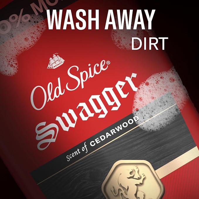 Old Spice Refreshing Body Wash for Men, 3X Defense, 24/7 Shower Fresh with Long Lasting Scent, Red Collection, Swagger with Cedarwood Scent, 24 oz (Pack of 4)
