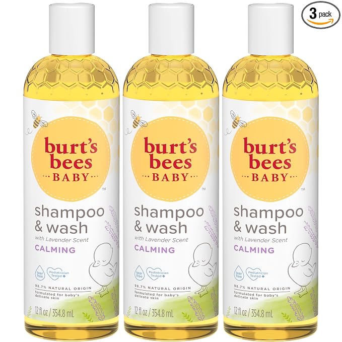 Burt's Bees Baby Shampoo and Body Wash with Lavender, Calming Tear Free Baby Soap, 98% Natural Origin, 12 Fl Oz (Pack of 3)