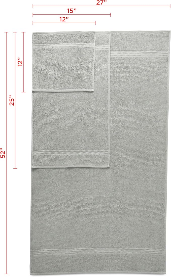 Martex Easy Living Everyday 6-Piece Bathroom Towel Set, Grey | 2 Bath Towels, 2 Hand Towels, 2 Wash Cloths, 100% Cotton, Soft, Quick-Dry