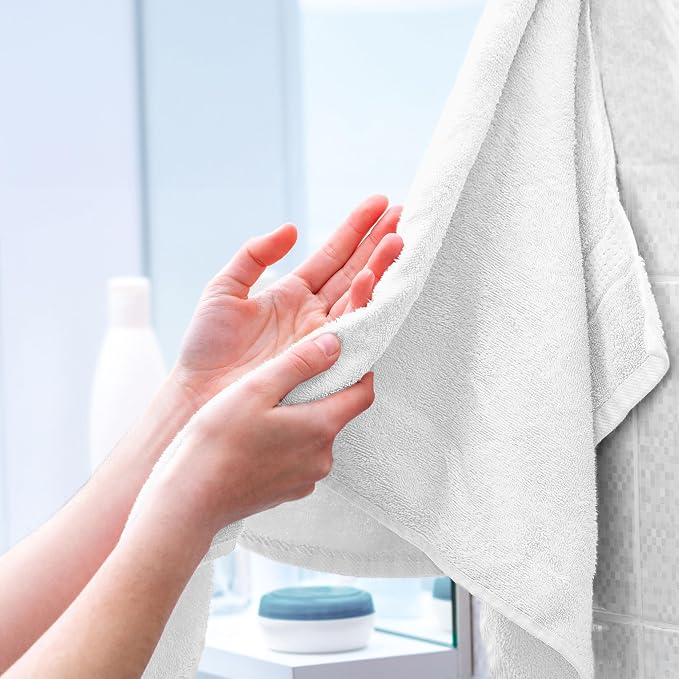 Martex Easy Living Everyday 6-Piece Bathroom Towel Set, White | 2 Bath Towels, 2 Hand Towels, 2 Wash Cloths, 100% Cotton, Soft, Quick-Dry