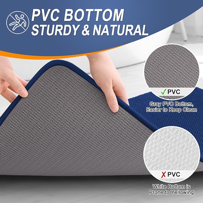 OLANLY Thick Memory Foam Large Bathroom Rugs 50x30, Extra Soft Absorbent Bath Rug, Quick Dry Bath Mats, Non-Slip, Machine Washable Carpet for Bathroom, Tub and Shower, Home Decor Accessories, Navy
