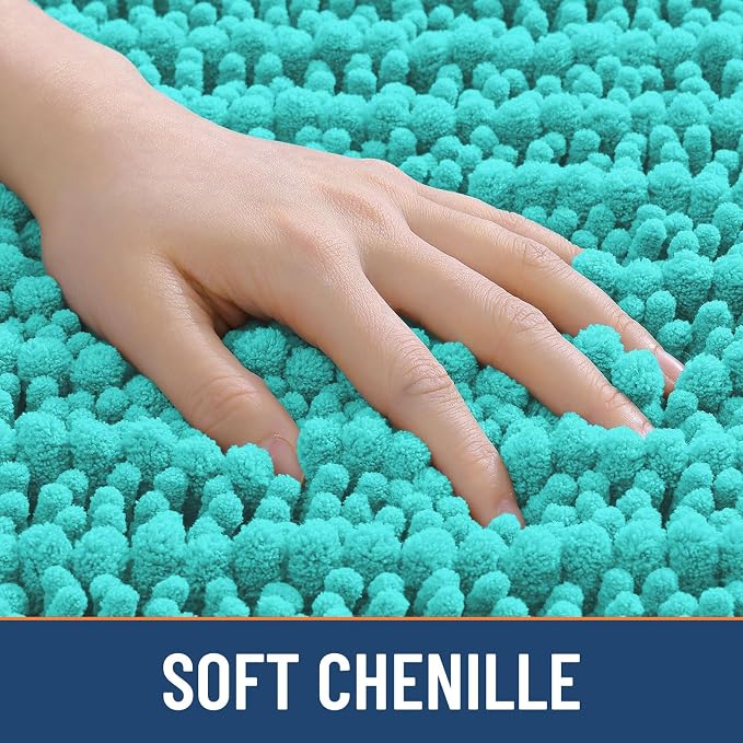 Smiry Bathroom Rugs Mat 30x20, Extra Soft Absorbent Chenille Bath Rugs, Non Slip Rubber Backing Machine Washable Quick Dry Bath Mats for Bathroom Floor, Tub, Shower, Home Decor Accessories, Turquoise