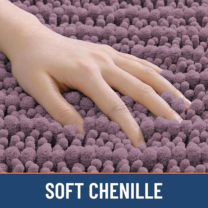 Smiry Bathroom Rugs Mat 36x24, Extra Soft Absorbent Chenille Bath Rugs, Non Slip Rubber Backing Machine Washable Quick Dry Bath Mats for Bathroom Floor, Tub, Shower, Home Decor Accessories, Deep Plum