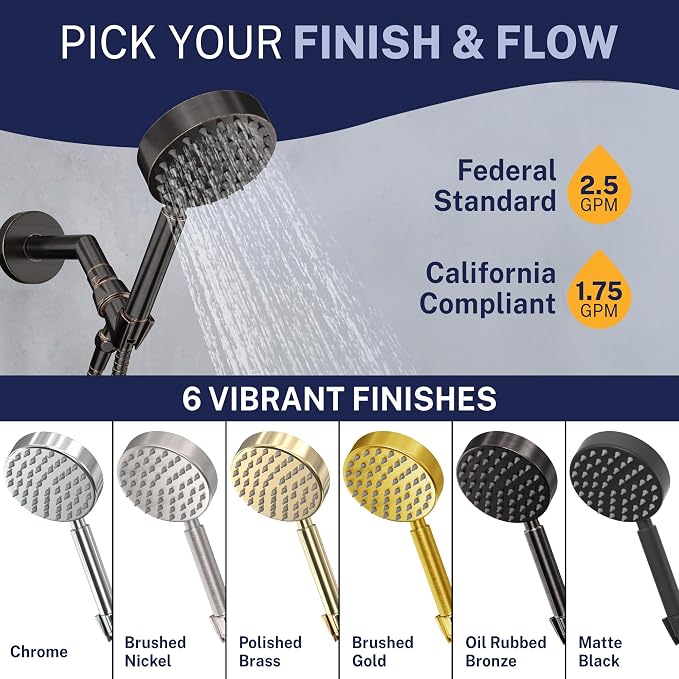 HammerHead Showers® Solid Metal Handheld Shower Head with Hose and Brass Holder - OIL RUBBED BRONZE - 2.5 GPM High Pressure Shower Heads with Adjustable Shower Wand Bracket - 6ft Flexible Extension