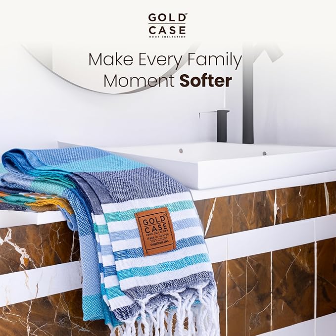 Gold CASE Turkish Hand Towels for Bathroom Set of 6 – 20 x 40'' – 100% Cotton Bathroom Hand Towels – OLYMPOS Towel for Spa, Face, Tea & Dishcloth – Decorative Cloth – Multi 2