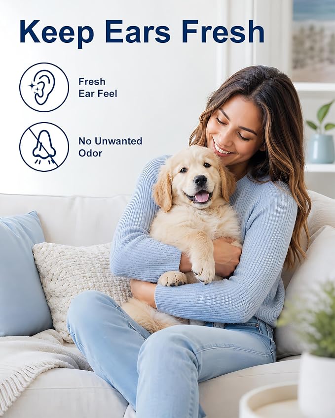 Dog Ear Cleaner, Gentle Daily Ear Care, Clean Solution for Routine Maintenance Wax Removal Puppy & Sensitive Skin Safe -235ml 2bottles