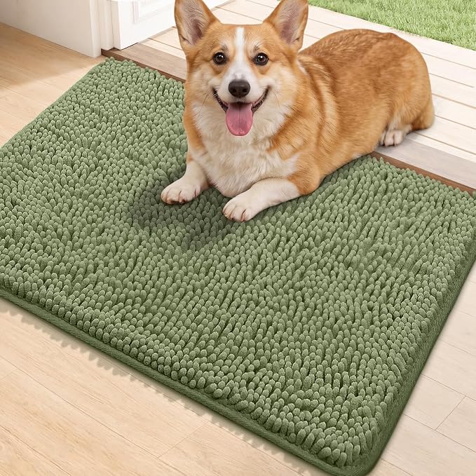 Bcoimo Super Absorbent Dog Door Mat, 30"*20" Anti Slip Mat for Muddy Paws, Pet Rugs for Dirty Paws Washable that Absorbs Moisture and Dirt, for Dog Cage and Pet Resting Carpet