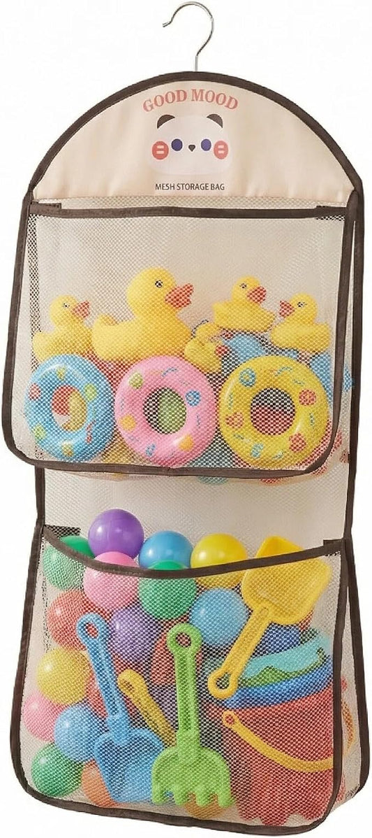 Good Mood Toddler Bath Toy Organizer, Large Capacity Baby Bathtub Toy Storage with Adhesive Hooks, Toy Organizers and Storage for Bath Toys for Kids Ages 3-5, Bath Toy Holder Kids Bathroom Decor
