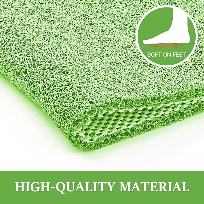 LuxStep Shower Mat Bathtub Mat,32x16 inch, Non-Slip Bath Mat with Drain, Quick Drying PVC Loofah Bathmat for Tub,Shower,Bathroom,Grass Green