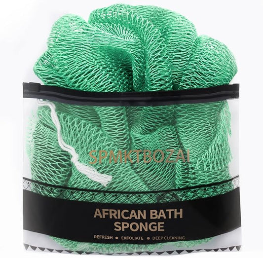 SPMKTBOZAI African Net Sponge Authentic, Loofah Exfoliating Body Scrubber Bath Sponge, African Exfoliating Net Sponge Back Scrubber Washcloth for Shower, Body Care Bathing Accessories (Mint Green)