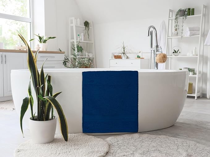 Bath Towels Bulk Set of 12 – 24" x 48" – 100% Cotton Terry, Soft, Quick-Dry & Highly Absorbent – Navy Blue Towels for Bathroom, Spa, Gym, Hotel, Pool & Everyday Use