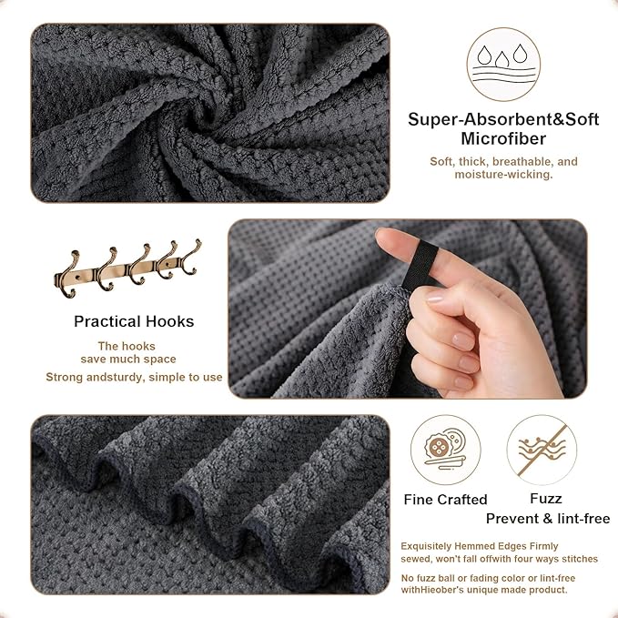 2 Pack Bath Towel Set, Waffle Bath Towel Set, Microfiber Super Soft Highly Absorbent, Sturdy Quick Drying Towels for Bathroom, Gym, Sports, Yoga(2 Piece 27" x 55", 1Grey+1Beige White)