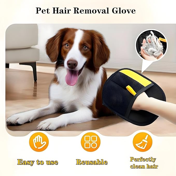 Pet Hair Removal Glove for Cats & Dogs, 2Pcs Newly Upgraded Electrostatic Pet Hair Remover Gloves, Reusable Magic Brush Pet Hair，Pet Hair Remover for Laundry, Sofas，Carpets，Clothing | Pet Hair Remover