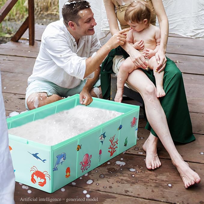 Collapsible Baby Bathtub, Portable Foldable Travel Bath Tub for Infant Toddler, Converts Shower to Tub, No Assembly Folds Flat for Storage, 6M-5 Years, Green