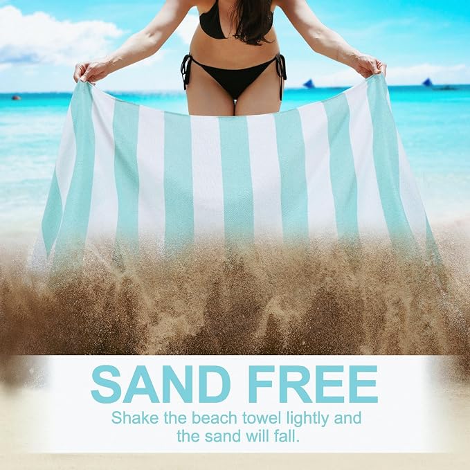 Genovega 6 Oversized Cotton Turkish Beach Bath Towel Set Bulk 74"x38" Extra Large Sand Free Quick Dry Swimming Camping Pool Clearance Towels Blanket Essentials Adult Multi Stripe