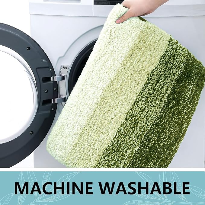 Arotive Microfiber Bathroom Rugs, Shaggy Soft and Absorbent Contour Toilet Rugs, Thick Plush Machine Washable Dry Bath Mats for Toilet Base, 24x16, Blackish Green, Rectangular