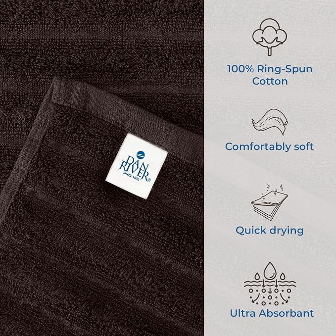 DAN RIVER Pack of 2 Bath Sheet 35x70 Inches, Ribbed Oversized Bath Sheets Towels for Adults, Fluffy and Soft Plush Towels - Brown