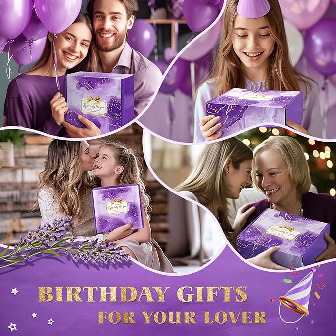 Easter Gifts for Her, Bath Gift Set for Women, Birthday Gifts for Wife Women Sister Mom Auntie Grandma Friends, Relaxing Spa Self Care Lavender Bath Bombs Set﻿