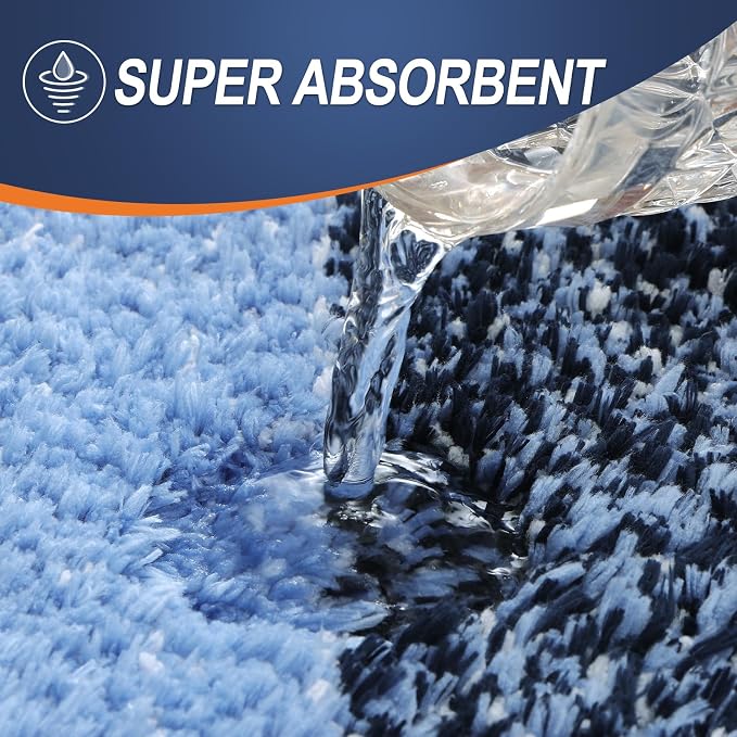 OLANLY Bathroom Runner Rugs Mat 44x24, Extra Soft Absorbent Microfiber Bath Rugs, Rubber Backing, Quick Dry, Washable Long Bath Mats for Bathroom Floor, Tub and Shower, Home Decor Accessories, Navy