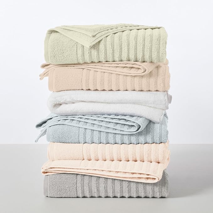 Great Bay Home 6 Pack Hand Towel Set - 100% Cotton Towels - Absorbent & Quick-Dry Towels for Bathroom (Light Grey)