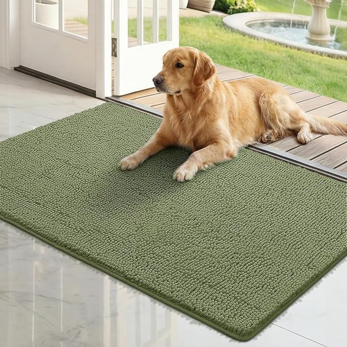 Bcoimo Super Absorbent Dog Door Mat, 48"*30" Anti Slip Mat for Muddy Paws, Pet Rugs for Dirty Paws Washable that Absorbs Moisture and Dirt, for Dog Cage and Pet Resting Carpet