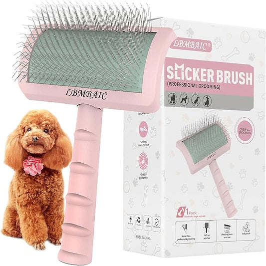 Super Dense Soft Slicker Brush for Thick and Long Fur Dogs - Grooming Brush for Fluff, Shedding, Tangles on Goldendoodles - 25mm (1")