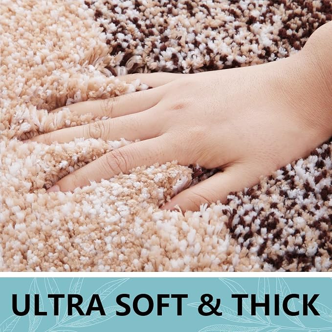Arotive Microfiber Bathroom Rugs, Shaggy Soft and Absorbent Bath Rug, Thick Plush Machine Washable Dry Bath Mats for Bathroom, Tub and Shower, 24x24, Brown, Round