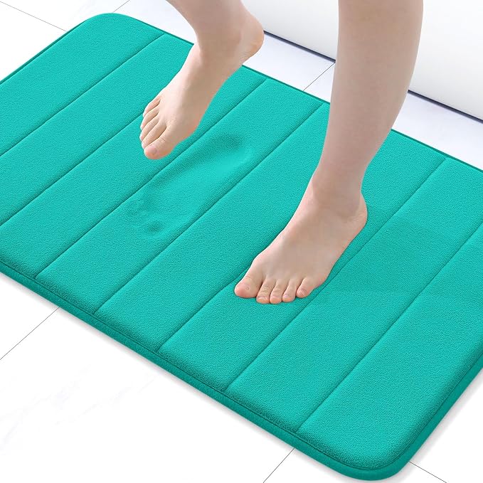 Buganda Memory Foam Bath Mat, 30" x 20", Ultra Soft Bathroom Rugs, Water Absorbent and Machine Washable Bath Rug for Bathroom, Shower, and Tub, Teal