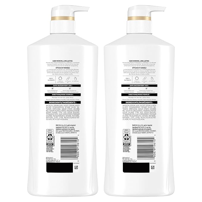 Pantene 2-in-1 Shampoo & Conditioner, Daily Moisture Renewal - Pro-V Nutrients for Dry, Straight to Curly Hair,72-Hour Hydration & Softness, 27.7 Oz Each, + Rescue Shot (0.5 Oz),2 Count (Pack of 2)