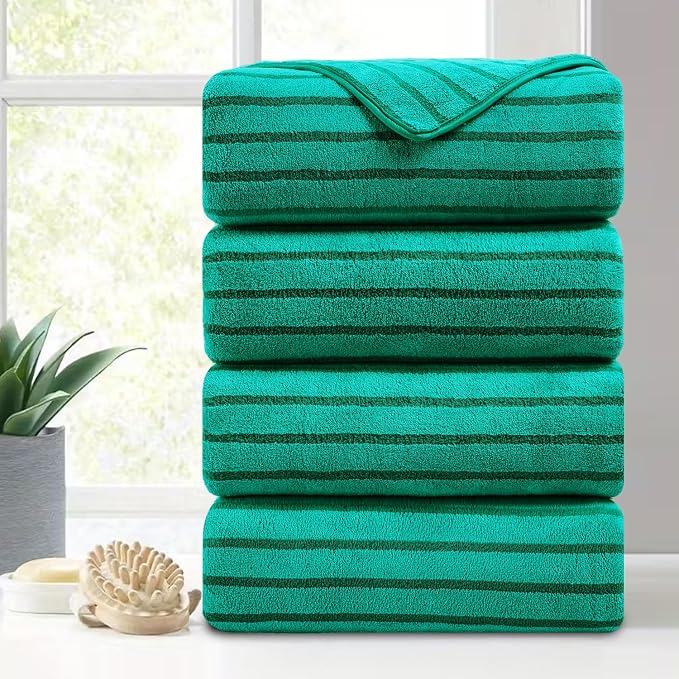 Mistyrose Bath Towels,4 Pack 35"x70" Large Bath Towels Microfiber Absorbent XL Bath Sheets Super Soft Towels for Bathroom Quick Dry Oversized Shower Towels for Family Hotel Spa Gym(Emerald Green)